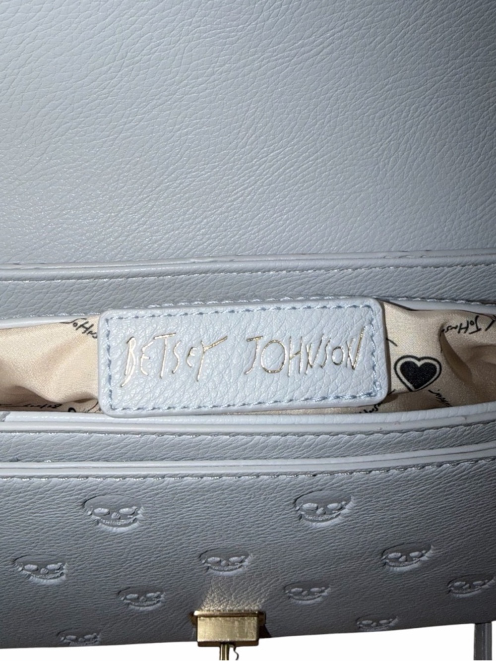 Betsey Johnson White Embossed Skull Crossbody with Gold Hardware - Picture 9 of 11